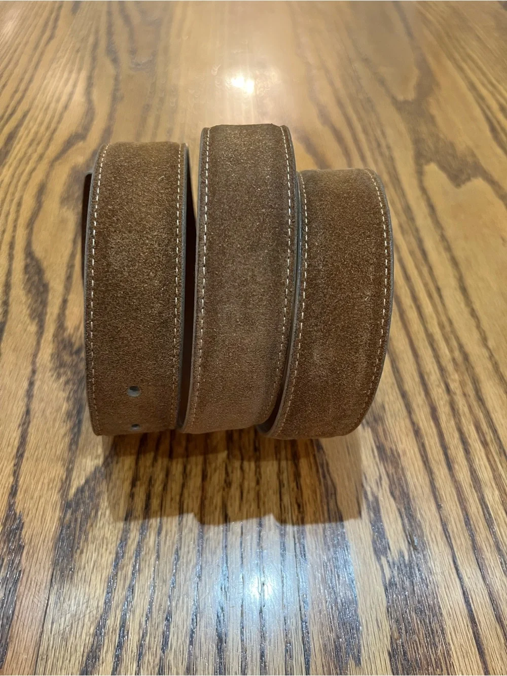 Torino Leather Company Pair Men's European Sueded Calfskin Belts Sz 42 Whiskey